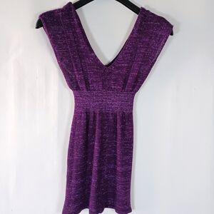 Cenit Y2k Babydoll Top Glitter Purple Small Metallic Glam Festival‎ Whimsigoth